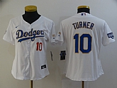 Women Dodgers 10 Justin Turner White Nike 2021 Gold Program Cool Base Jersey,baseball caps,new era cap wholesale,wholesale hats